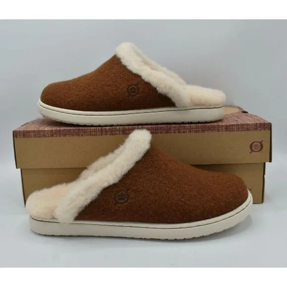 Born Womens Size 11 Zoe Brown Wool Slip On Slippers Shoes