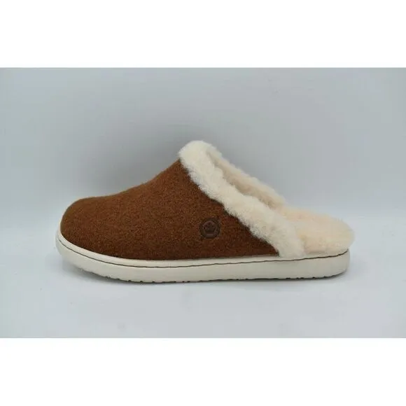 Born Womens Size 11 Zoe Brown Wool Slip On Slippers Shoes