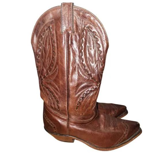 Boulet Canada Western Boots Cowboy Shoes Size 8 3E Wide‎ Brown Leather
