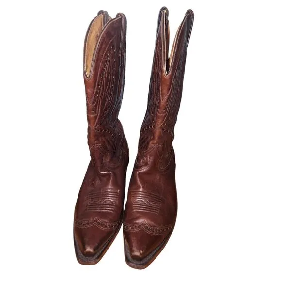 Boulet Canada Western Boots Cowboy Shoes Size 8 3E Wide‎ Brown Leather