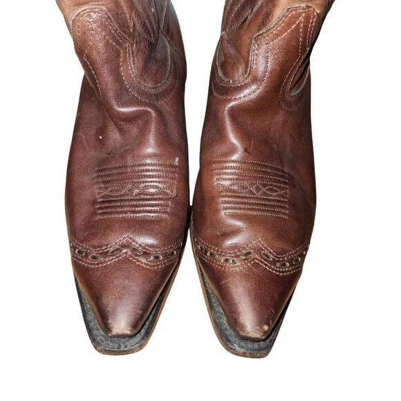 Boulet Canada Western Boots Cowboy Shoes Size 8 3E Wide‎ Brown Leather