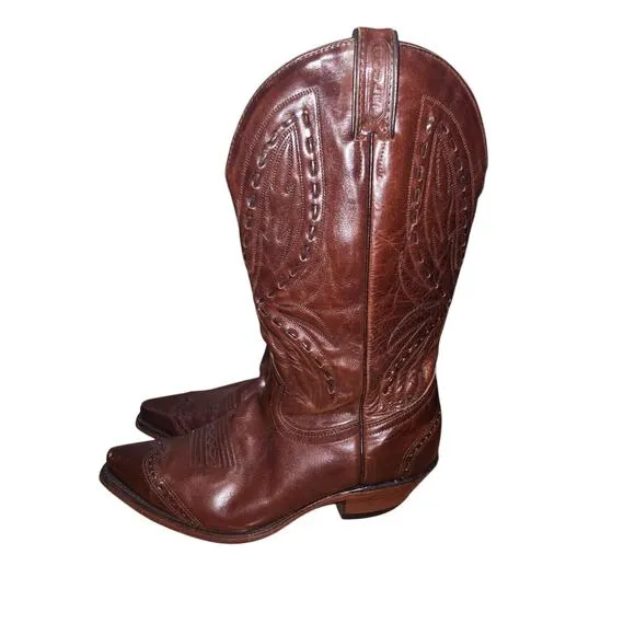 Boulet Canada Western Boots Cowboy Shoes Size 8 3E Wide‎ Brown Leather