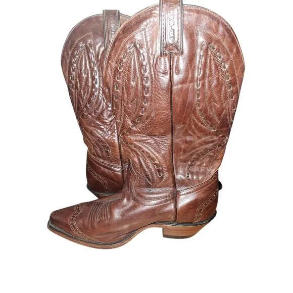 Boulet Canada Western Boots Cowboy Shoes Size 8 3E Wide‎ Brown Leather