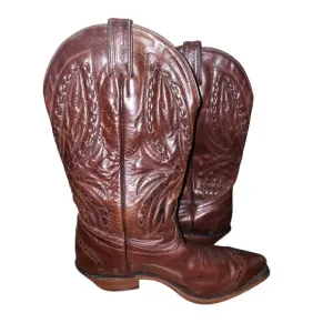 Boulet Canada Western Boots Cowboy Shoes Size 8 3E Wide‎ Brown Leather