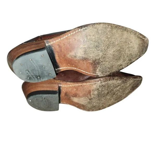 Boulet Canada Western Boots Cowboy Shoes Size 8 3E Wide‎ Brown Leather