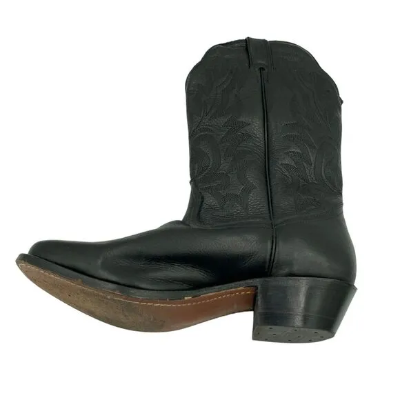 Boulet Men's 11 D Cowboy Toe Western Boots Sporty Black Leather 2157 Handcrafted