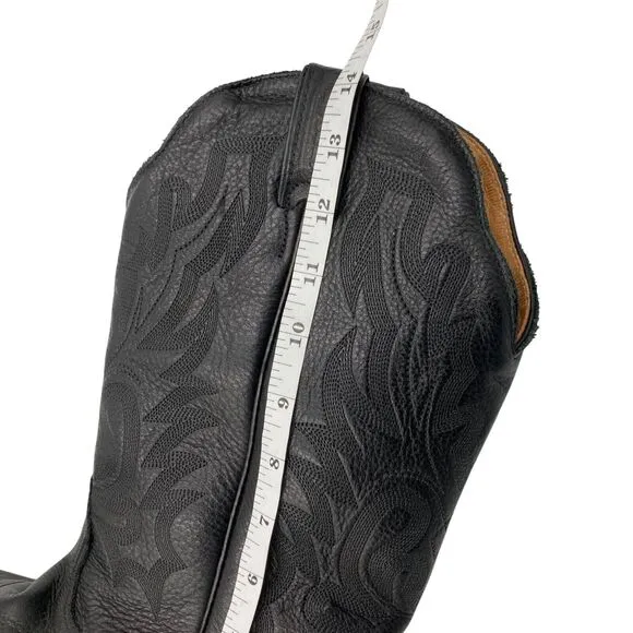 Boulet Men's 11 D Cowboy Toe Western Boots Sporty Black Leather 2157 Handcrafted