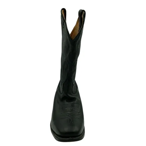 Boulet Men's 11 D Cowboy Toe Western Boots Sporty Black Leather 2157 Handcrafted