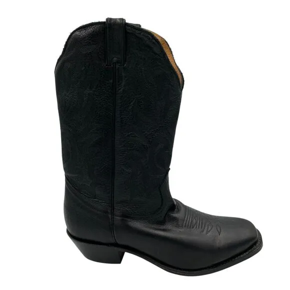 Boulet Men's 11 D Cowboy Toe Western Boots Sporty Black Leather 2157 Handcrafted