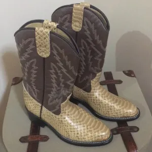 Boys Laredo Brown Snakeskin Print Boots size 3