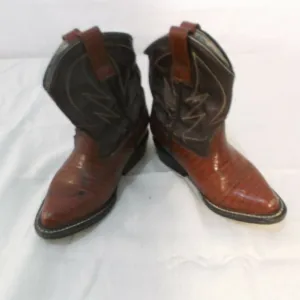 BOYS SIZE 3 BRONQUITO LIZARD COWBOY BOOTS BURGUNDY POLISHED POINTEDTOE AF 100236