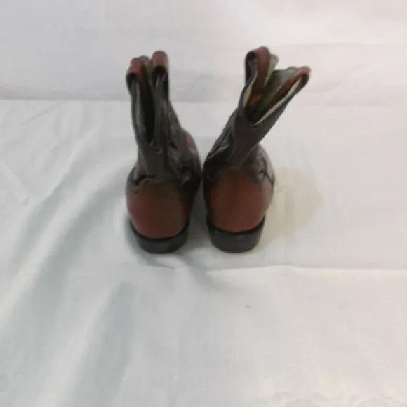 BOYS SIZE 3 BRONQUITO LIZARD COWBOY BOOTS BURGUNDY POLISHED POINTEDTOE AF 100236