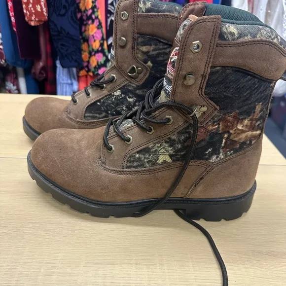 Brahma Brown Camo Leather Lace Up Safety Toe Work Boots Size: 10.5 GUC