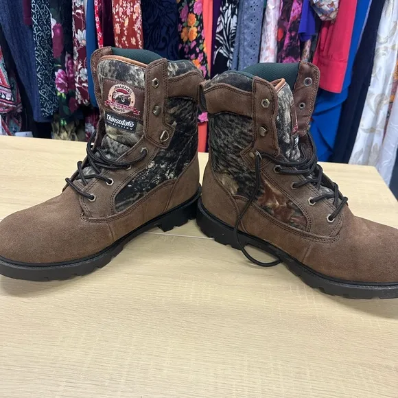 Brahma Brown Camo Leather Lace Up Safety Toe Work Boots Size: 10.5 GUC