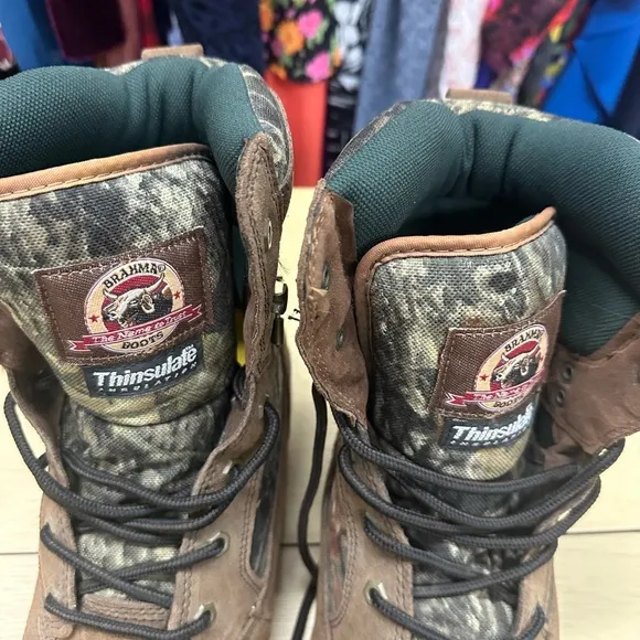 Brahma Brown Camo Leather Lace Up Safety Toe Work Boots Size: 10.5 GUC