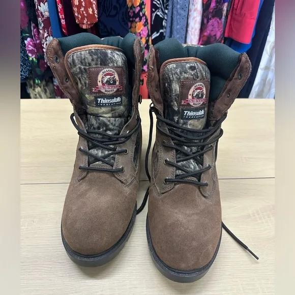 Brahma Brown Camo Leather Lace Up Safety Toe Work Boots Size: 10.5 GUC