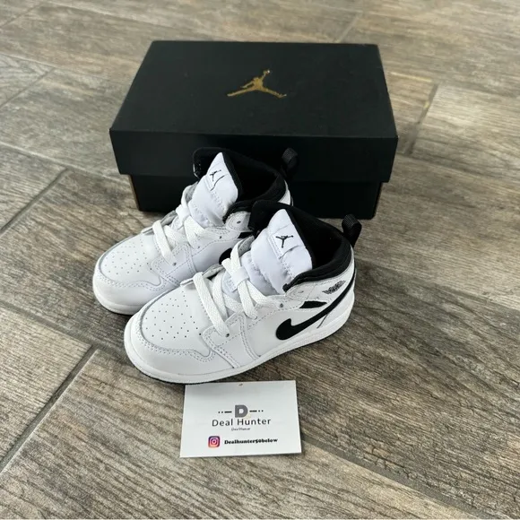 Brand New Air Jordan 1 Mid Toddler’s/Baby Kids Shoes “White/Black”