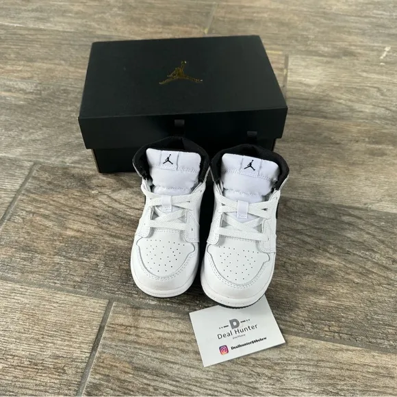 Brand New Air Jordan 1 Mid Toddler’s/Baby Kids Shoes “White/Black”