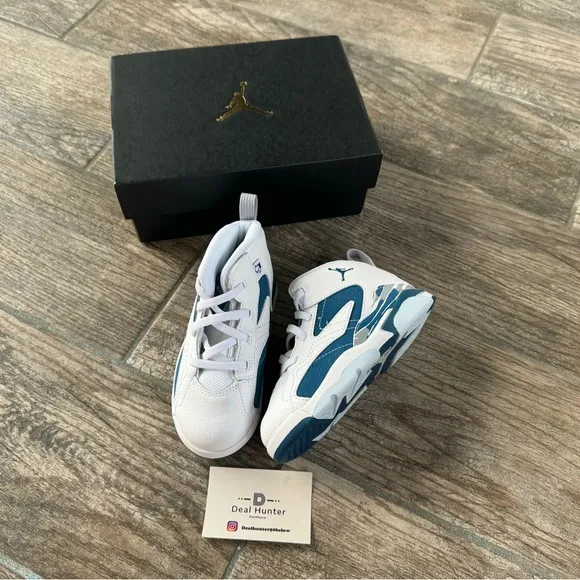 Brand New Air Jordan Kids’ MVP White Industrial Blue Shoes (TD 8c/9c/10c)