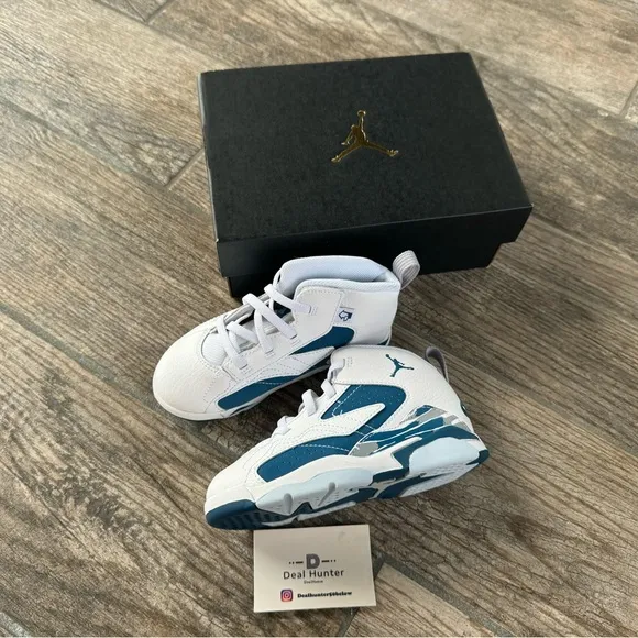 Brand New Air Jordan Kids’ MVP White Industrial Blue Shoes (TD 8c/9c/10c)