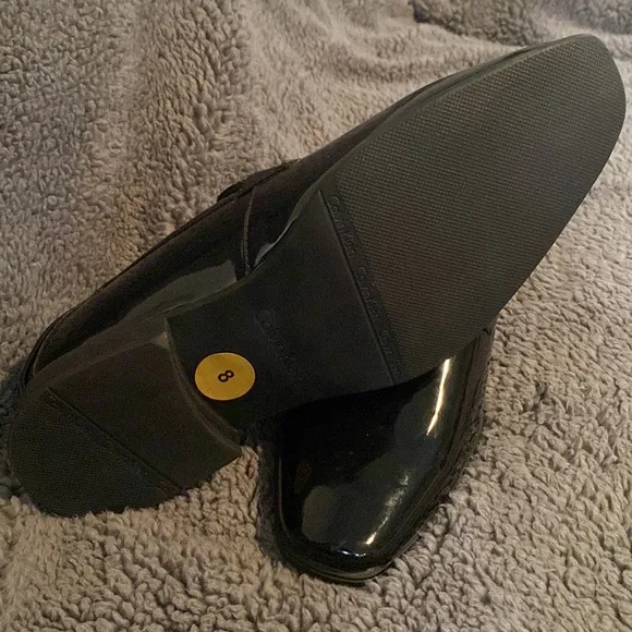Brand New Mens Calvin Klein Black Paten Leather Slip-On Shoes Size 8!