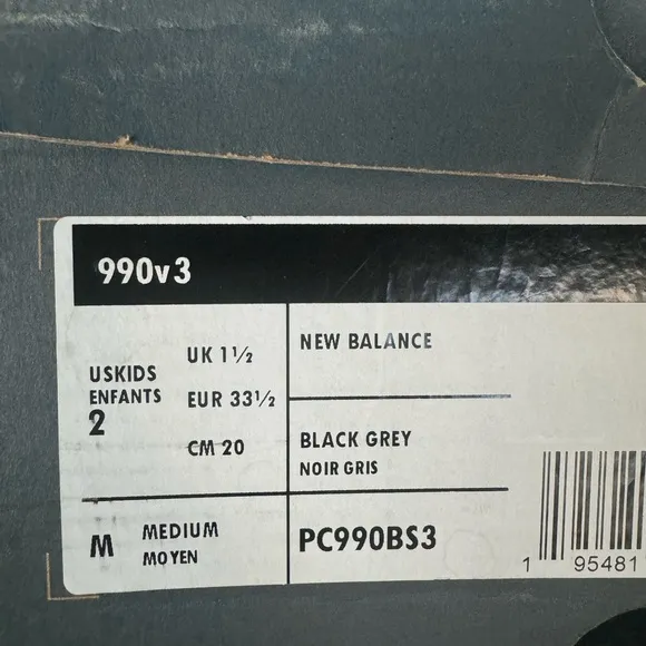 Brand New New Balance 990 V3 Preschool/Little Kids Shoes (PS 2Y)