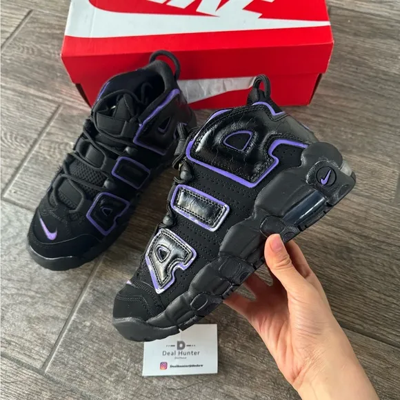 Brand New Nike Air More Uptempo “Black Action Grape” Big Kids Shoes DX5954 001