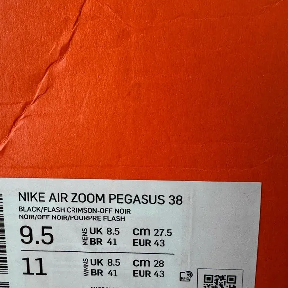 Brand New Nike Air Zoom Pegasus 38 Running Shoes (Men’s 9.5)