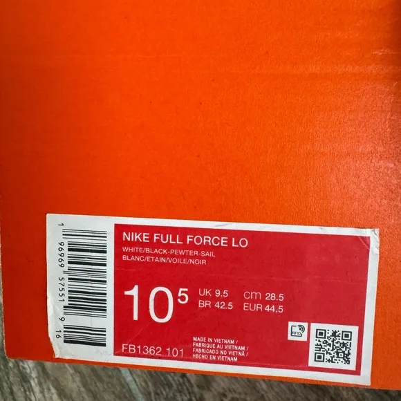 Brand New Nike Full Force Low Men’s Shoes “White and Black” FB1362 101