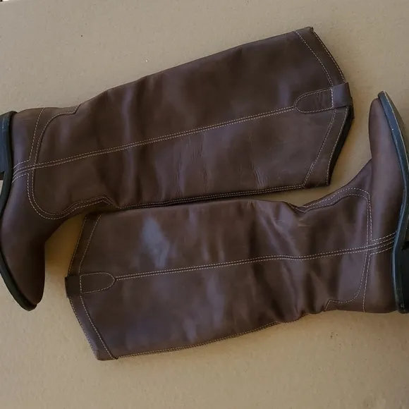 Brazilian made brown leather upper  boots size 6m