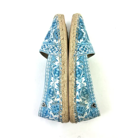 Brighton Belina Espadrille Shoes 9 Blue White Slip On Canvas Comfort