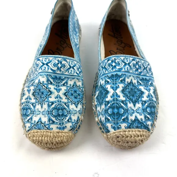 Brighton Belina Espadrille Shoes 9 Blue White Slip On Canvas Comfort