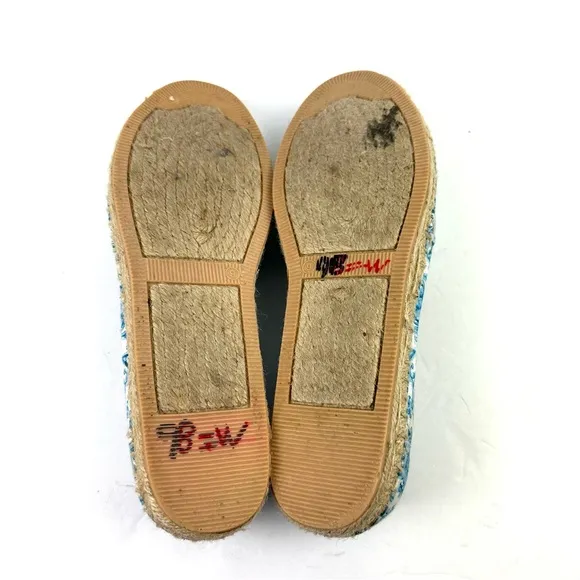 Brighton Belina Espadrille Shoes 9 Blue White Slip On Canvas Comfort