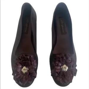 Brighton leather purple slip on flats shoes with floral cutouts in size 7.5
