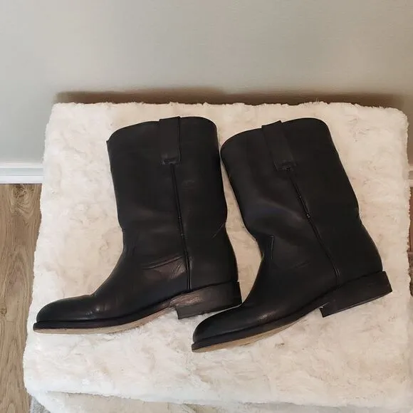 Brito Black Leather Western Cowboy Boots Size 7.5