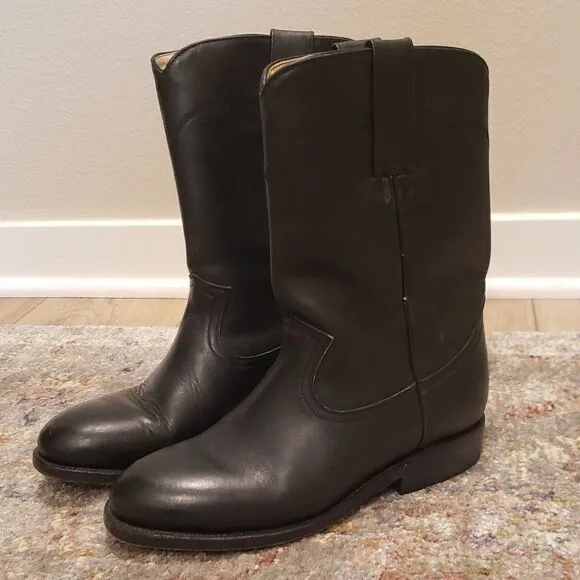 Brito Black Leather Western Cowboy Boots Size 7.5