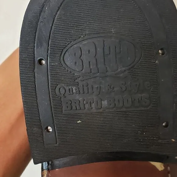 Brito Black Leather Western Cowboy Boots Size 7.5