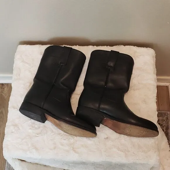 Brito Black Leather Western Cowboy Boots Size 7.5