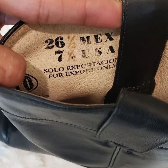 Brito Black Leather Western Cowboy Boots Size 7.5