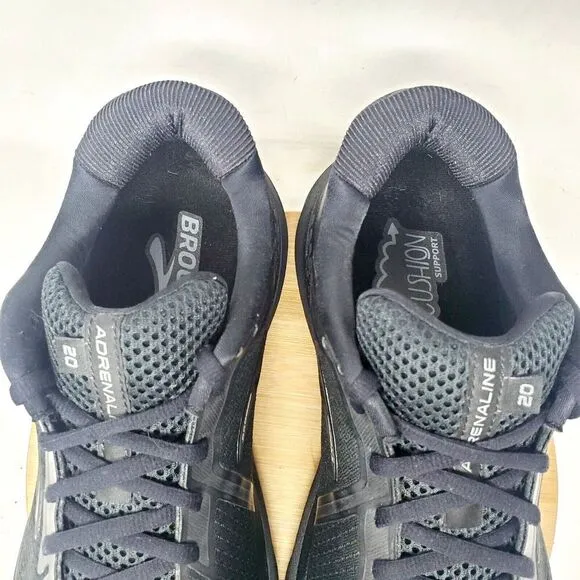 Brooks Adrenaline 20 Shoes Womens 12 Triple Black Running Athletic Sneakers Work