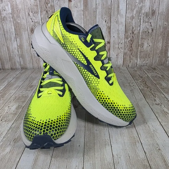 Brooks Caldera Trail Running Shoes Cushioned Lightweight Neon Yellow Mens 11.5