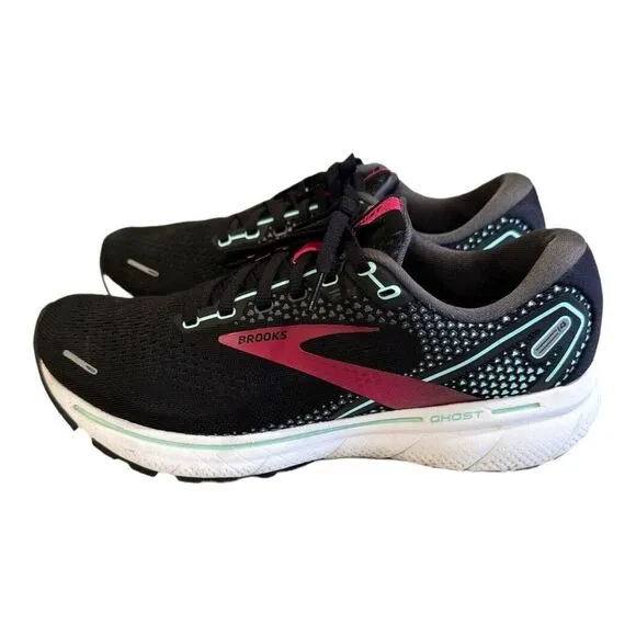 Brooks Ghost 14 Running Shoes 1203561B013 Sneakers Black Pink Womens‎ Sz 9 M (B)