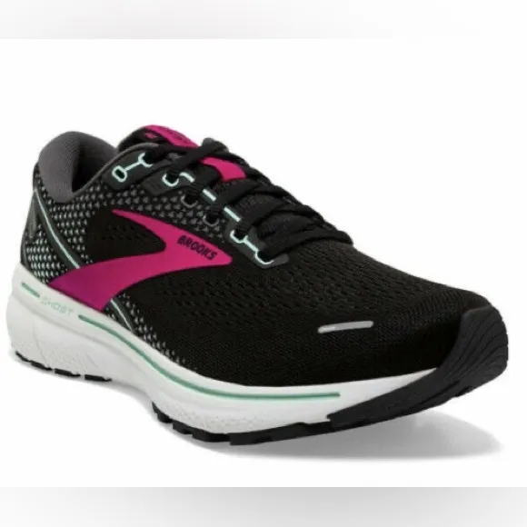 Brooks Ghost 14 Running Shoes 1203561B013 Sneakers Black Pink Womens‎ Sz 9 M (B)
