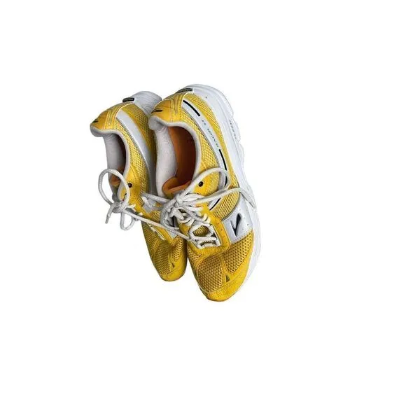 Brooks Mens Yellow White Mesh Lace Up Low Top Running Shoes Sneaker Size 9.5