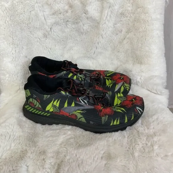 Brooks Men's Adrenaline Black Floral GTS 20 Tropical Running Shoes Size 10.5