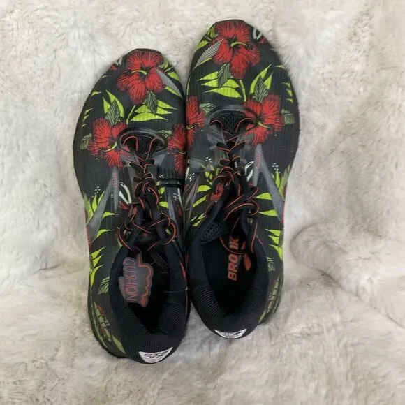Brooks Men's Adrenaline Black Floral GTS 20 Tropical Running Shoes Size 10.5