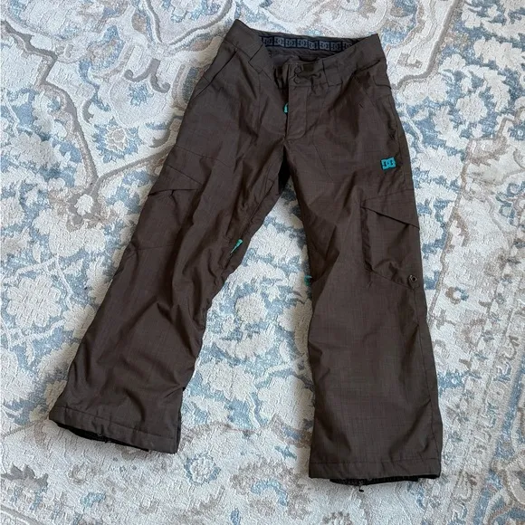 Brown and blue DC shoes snow pants youth M