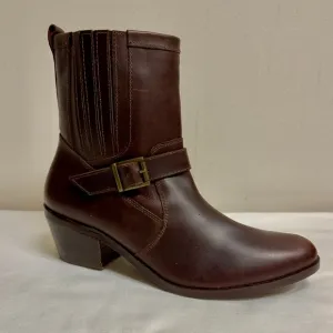 Brown Leather Ankle Boots Y2K Bikercore Grunge Moto Western Cowboy Size 9M