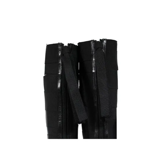 Bruno Frisoni Womens Knee High Boots US 8 EU 38 Black Fabric Leather Pointed Toe