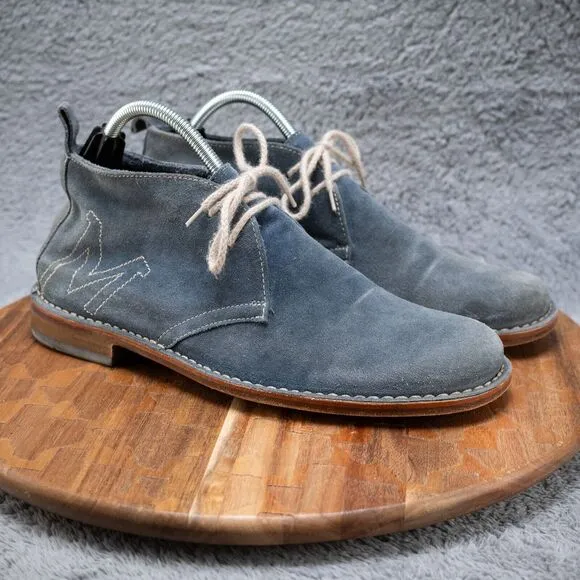 Bruno Magli Blue Embroidered Chukka Boots Size 9.5 M